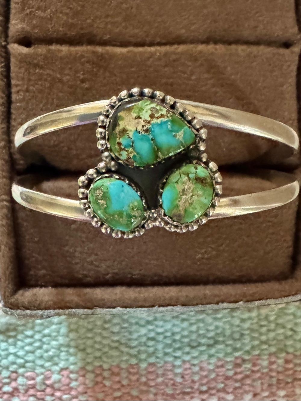 3-Stone Sonoran Gold Turquoise Cuff Bracelet